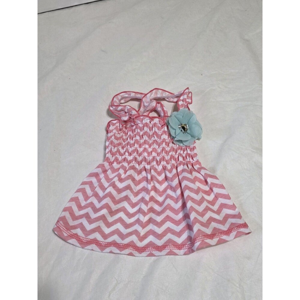 Glamour Bone Pink\White Zigzag Dog Sundress Size Small